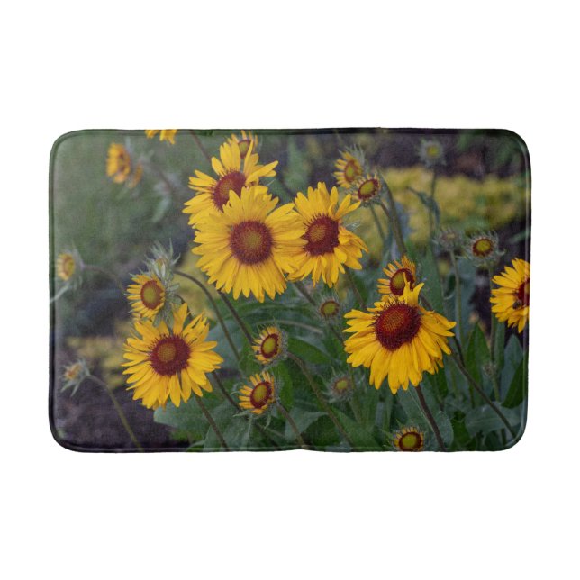 Orange Sunflowers, Flower Photography Bath Mat (Front)