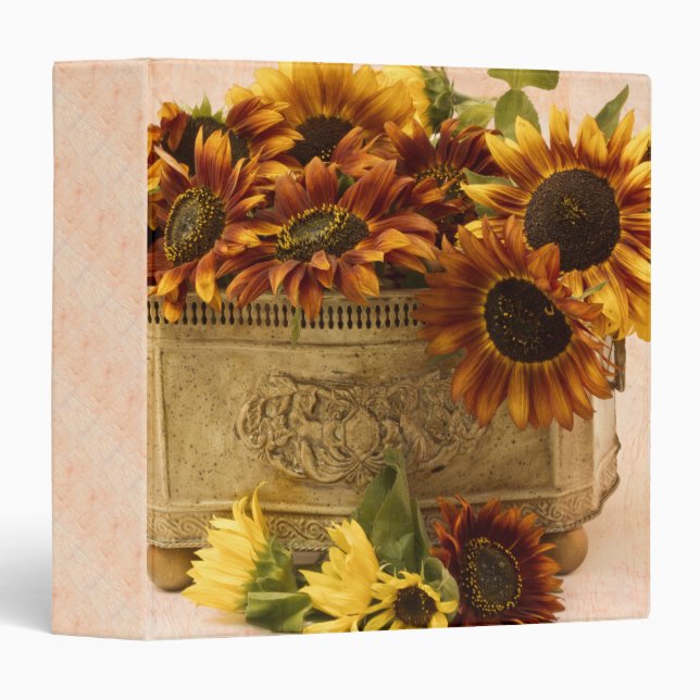 Orange Sunflowers In Tin Basket Binder (Front/Spine)