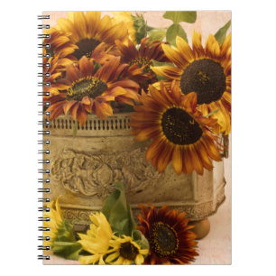 Orange Sunflowers In Tin Basket Notebook