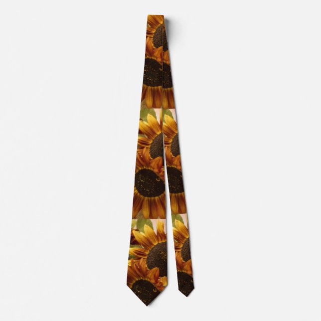 Orange Sunflowers In Tin Basket Tie (Front)