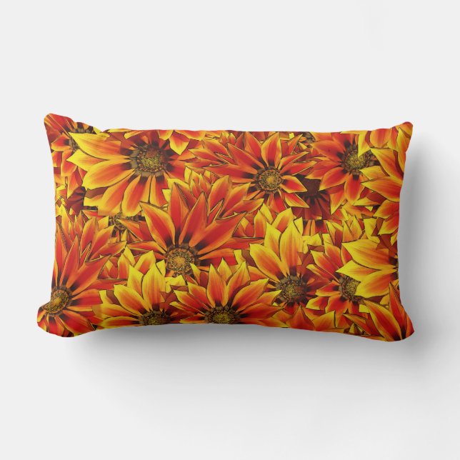Orange Sunflowers Lumbar Pillow (Front)