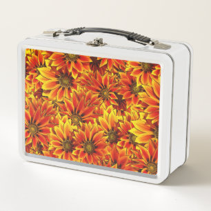 Orange Sunflowers Metal Lunch Box