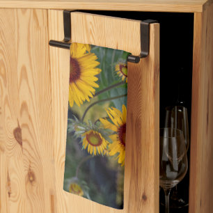 Orange Sunflowers, Radiant and Cheerful Bloom Kitchen Towel