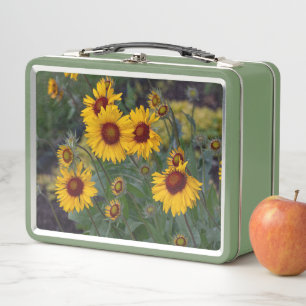 Orange Sunflowers, Radiant and Cheerful Floral Metal Lunch Box