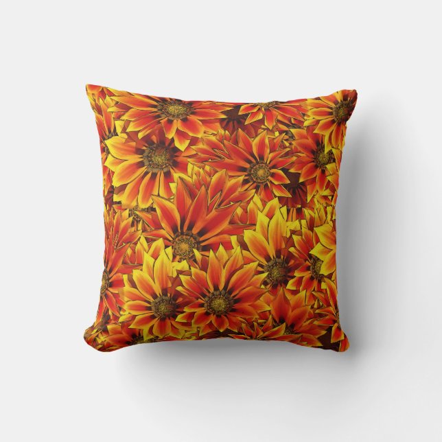 Orange Sunflowers Throw Pillow (Front)