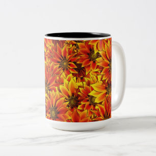 Orange Sunflowers Two-Tone Coffee Mug