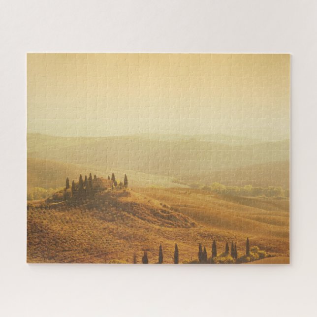 Orange sunrise over a landscape in Tuscany Jigsaw Puzzle (Horizontal)