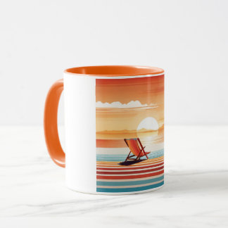 Orange Sunset Beach Mug - Vibrant Coastal Design