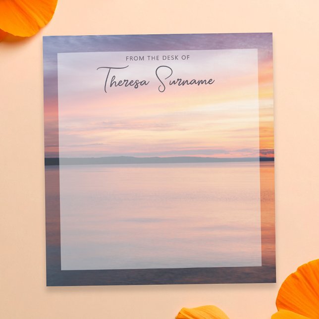 Orange Sunset By A Lake Custom Name And Text Notepad (Creator Uploaded)