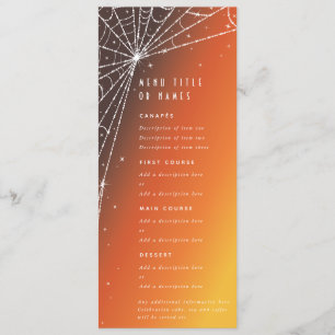 Orange Sunset Diamond Spider Web Flat 4 Course Menu