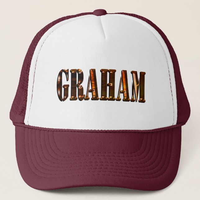 Orange Sunset Graham Name,  Trucker Hat (Front)