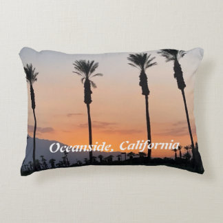 Orange Sunset in Oceanside California Accent Pillow