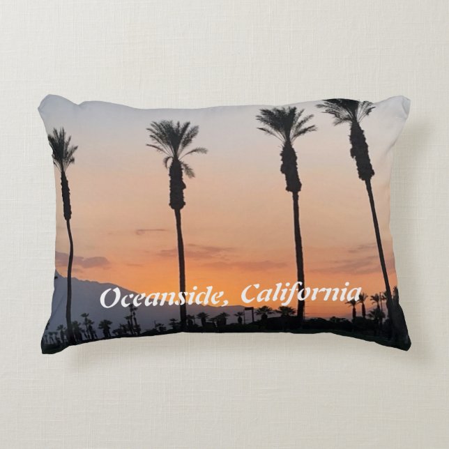 Orange Sunset in Oceanside California Accent Pillow (Front)