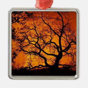 Orange sunset metal ornament