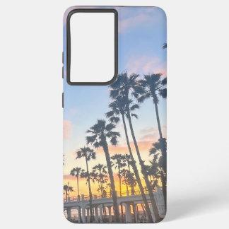 Orange Sunset on Oceanside California Beach Samsung Galaxy Case