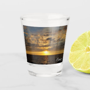 Orange Sunset over the Water Shot Glass
