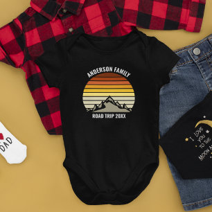 Orange Sunset Personalized Family Reunion Mountain Baby Bodysuit