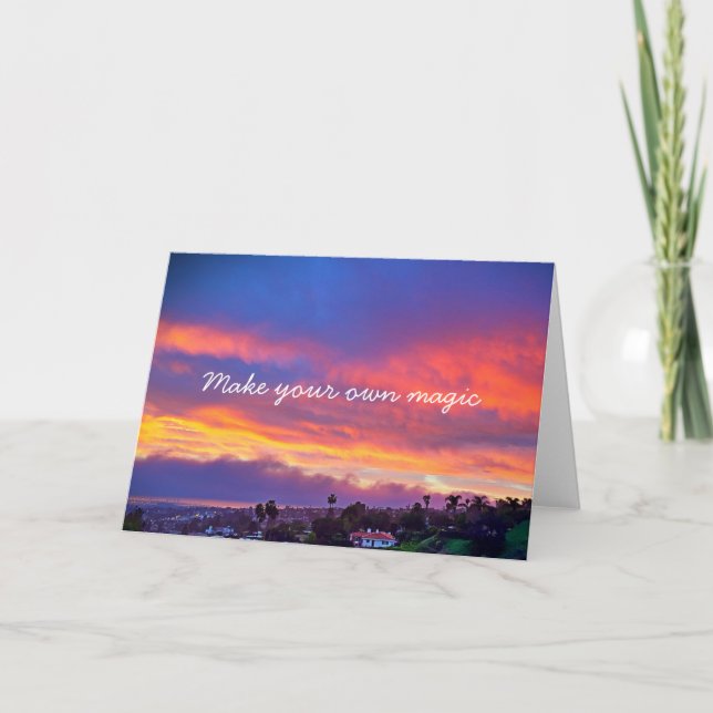 Orange Sunset Photo Make Your Own Magic Script Card (Front)