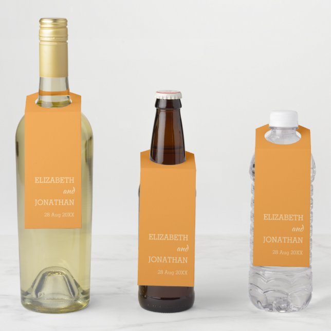 Orange Sunset Wedding Bottle Tag (In Situ)