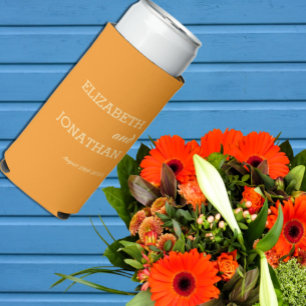 Orange Sunset Wedding Seltzer Can Cooler