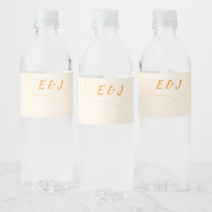 Orange Sunset Wedding Water Bottle Label