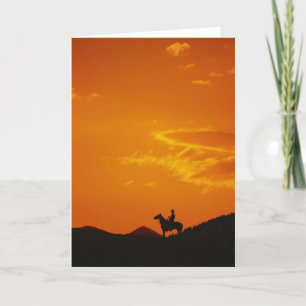 Orange Sunset with Cowboy Silhouette Card