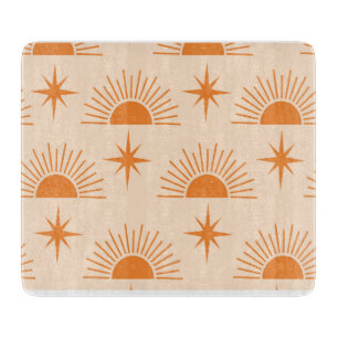 Orange Sunshine with Mid Century Starbursts Cutting Board