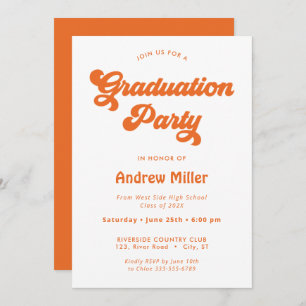 Orange Super Retro Graduation Party Invitation