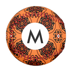 Orange Suzani Pattern Baseball