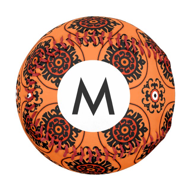 Orange Suzani Pattern Baseball (Front Left)