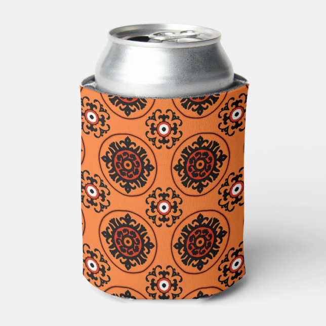 Orange Suzani Pattern Can Cooler (Can Front)