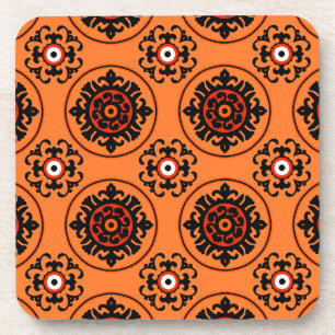 Orange Suzani Pattern Coaster