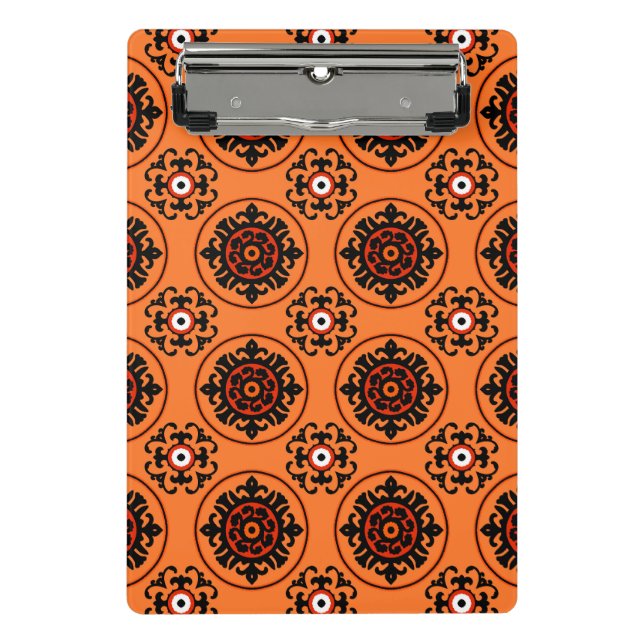 Orange Suzani Pattern Mini Clipboard (Front)