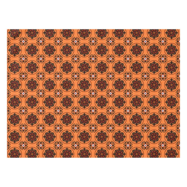 Orange Suzani Pattern Tablecloth (Front (Horizontal))