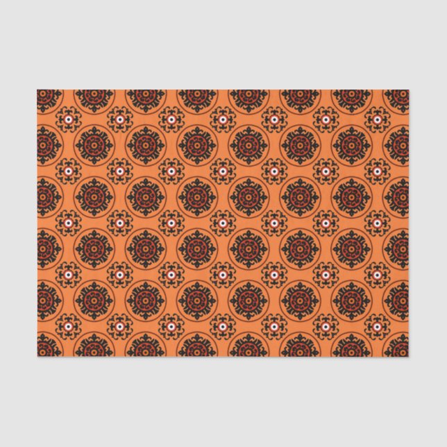 Orange Suzani Pattern Tissue Paper (Front)
