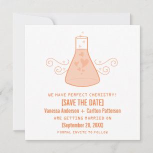 Orange Sweet Chemistry Save the Date Invite