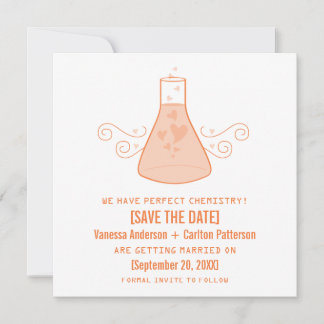 Orange Sweet Chemistry Save the Date Invite
