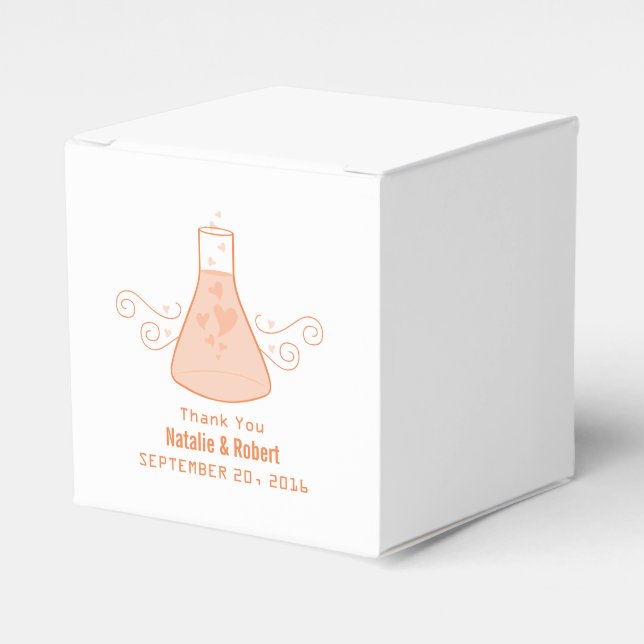 Orange Sweet Chemistry Wedding Favour Boxes (Front Side)