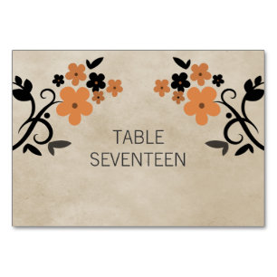 Orange Sweet Vintage Floral Table Card