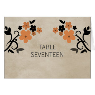 Orange Sweet Vintage Floral Table Number Card