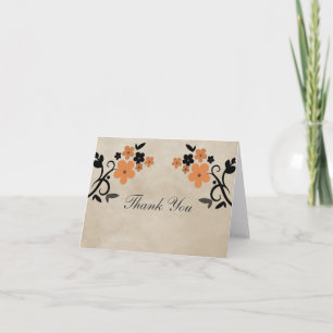 Orange Sweet Vintage Floral Thank You Card