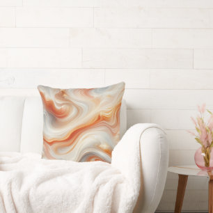 Orange Swirl Abstract Throw Pillow