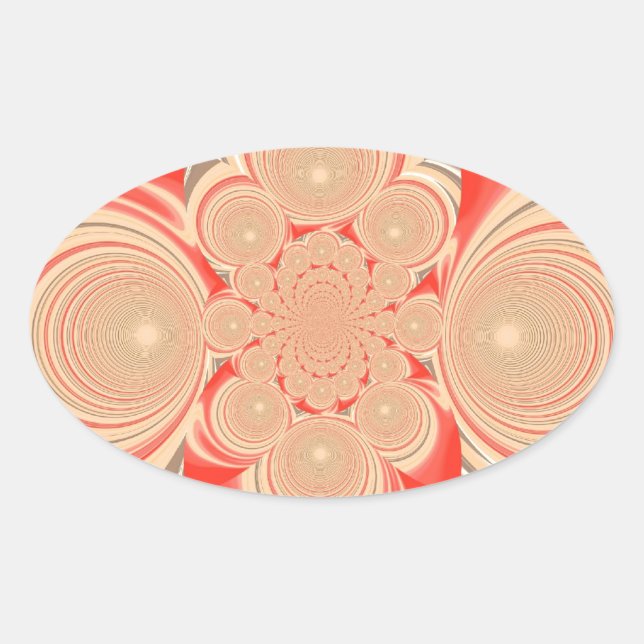 Orange swirl design oval sticker (Front)