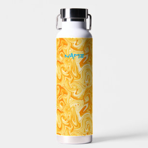 Orange Swirl NAME Modern Surfer Ocean Beach Fun Water Bottle