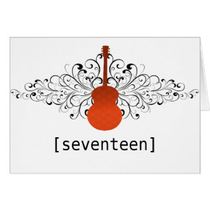 Orange Swirls Guitar Table Number Card