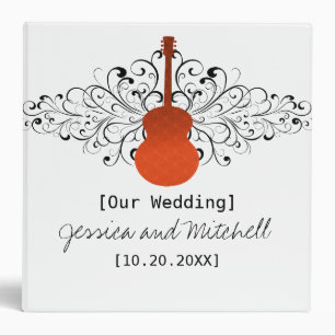 Orange Swirls Guitar Wedding Binder