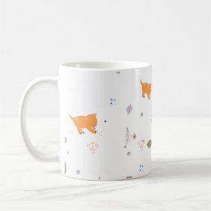 Orange Tabby and Leaves Pattern  Coffee Mug