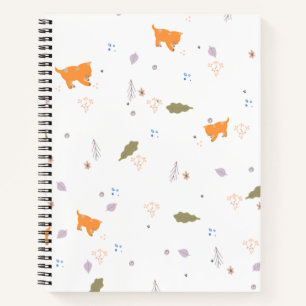 Orange Tabby and Leaves Pattern  Notebook