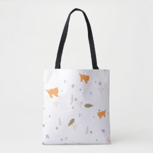Orange Tabby and Leaves Pattern  Tote Bag