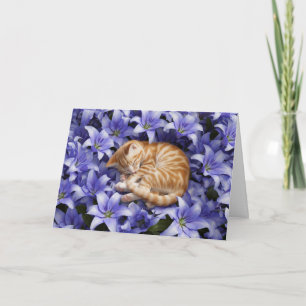 Orange Tabby and Lilies Card